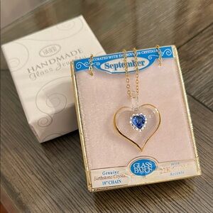 Glass Baron 22K Accent Gold-trim Glass September Birthstone Swarovski Crystal